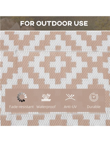 Outsunny Reversible Outdoor RV Rug, Patio Floor Mat, 274 x 182 cm Plastic Straw Rug for Garden, terrace, Beach, Camping, Coffee  - pic 203971 | FastDaddyshop