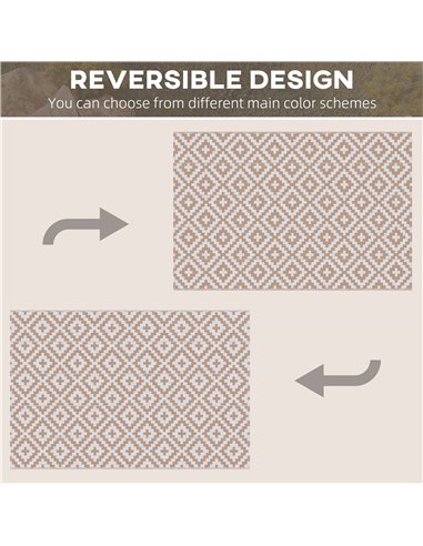 Outsunny Reversible Outdoor RV Rug, Patio Floor Mat, 274 x 182 cm Plastic Straw Rug for Garden, terrace, Beach, Camping, Coffee 