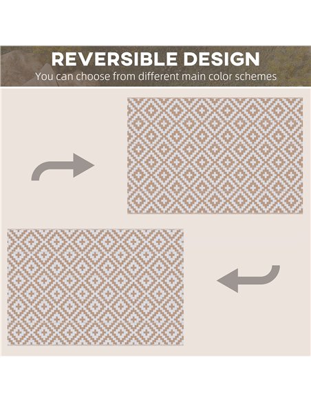 Outsunny Reversible Outdoor RV Rug, Patio Floor Mat, 274 x 182 cm Plastic Straw Rug for Garden, terrace, Beach, Camping, Coffee  - pic 203972 | FastDaddyshop