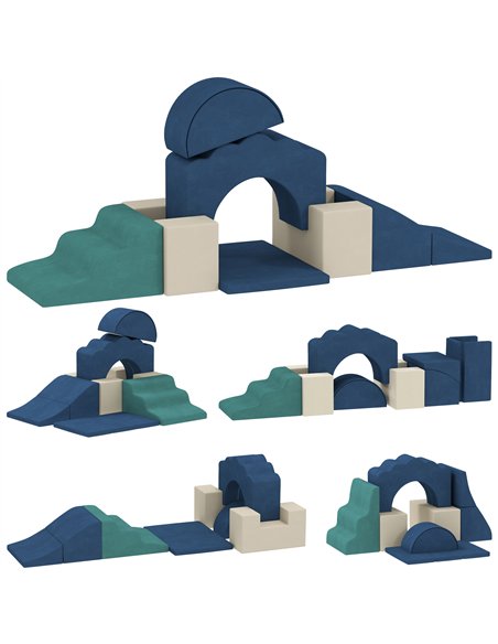 AIYAPLAY 7 Piece Kids Soft Play Set with Detachable Cover, Baby Indoor Climb and Crawl Foam Toy for Toddlers, Dark Blue - pic 203976 | FastDaddyshop