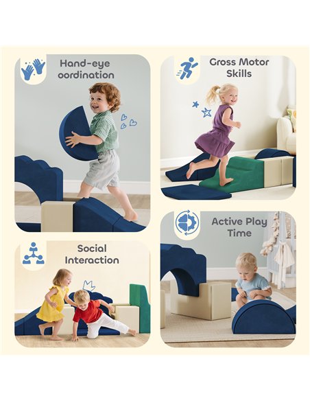 AIYAPLAY 7 Piece Kids Soft Play Set with Detachable Cover, Baby Indoor Climb and Crawl Foam Toy for Toddlers, Dark Blue - pic 203981 | FastDaddyshop