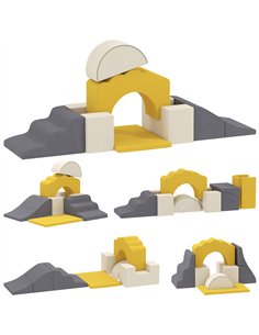 AIYAPLAY 7 Piece Kids Soft Play Set with Detachable Cover, Baby Indoor Climb and Crawl Foam Toy for Toddlers, Yellow