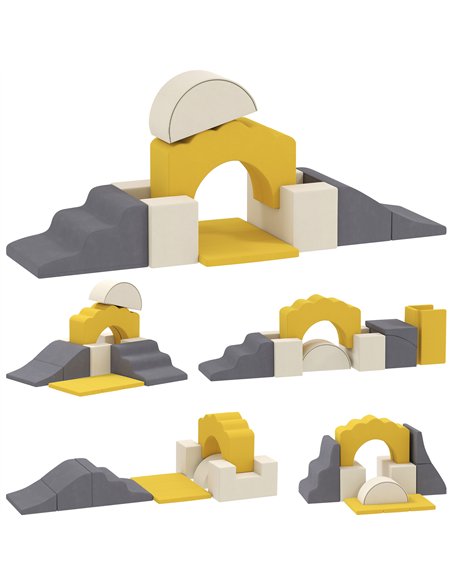 AIYAPLAY 7 Piece Kids Soft Play Set with Detachable Cover, Baby Indoor Climb and Crawl Foam Toy for Toddlers, Yellow - pic 203985 | FastDaddyshop