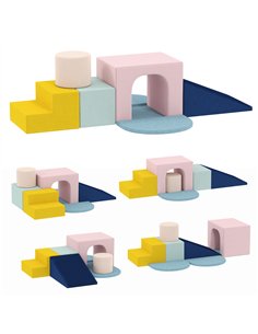 AIYAPLAY 8-Piece Foam Play Blocks for Kids, Soft Motor Skill Blocks with Washable Velvet Covers, Indoor Climbing Set, Multicolor