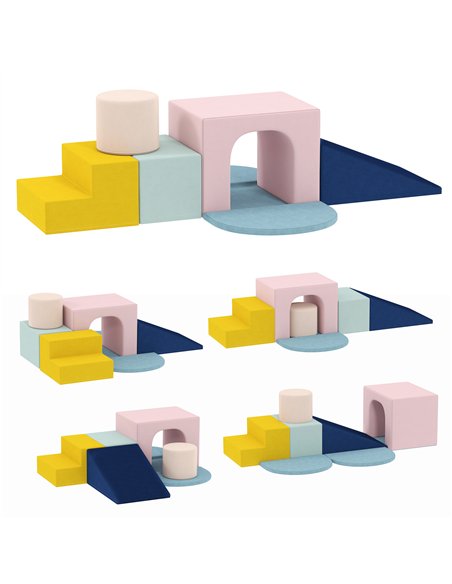 AIYAPLAY 8-Piece Foam Play Blocks for Kids, Soft Motor Skill Blocks with Washable Velvet Covers, Indoor Climbing Set, Multicolor - pic 203994 | FastDaddyshop
