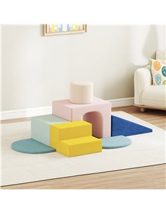 AIYAPLAY 8-Piece Foam Play Blocks for Kids, Soft Motor Skill Blocks with Washable Velvet Covers, Indoor Climbing Set, Multicolor 2