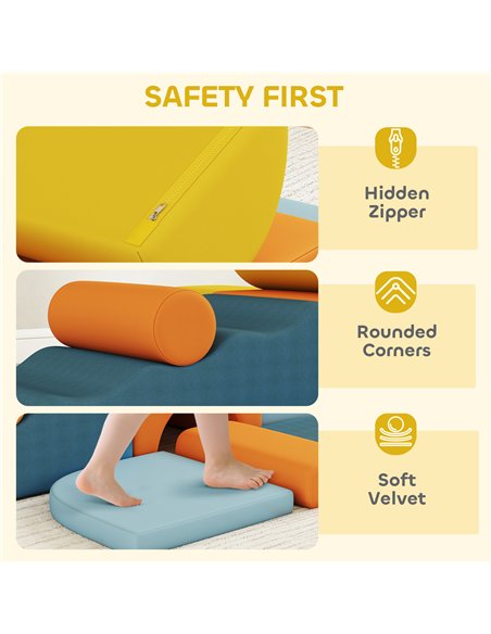 AIYAPLAY 9-Piece Soft Play Set, Kids Soft Play Foam Blocks with Detachable Cover for Climbing and Crawling - pic 204008 | FastDaddyshop