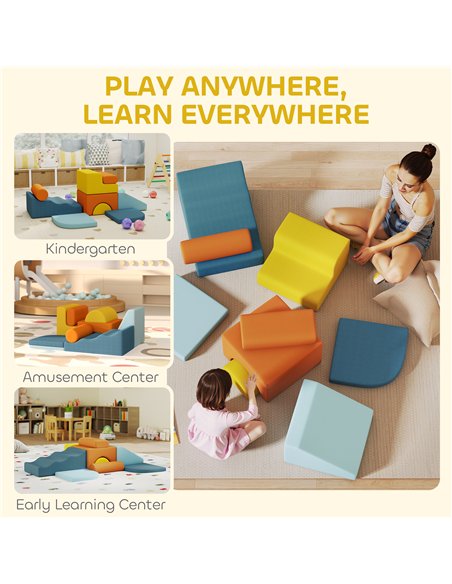 AIYAPLAY 9-Piece Soft Play Set, Kids Soft Play Foam Blocks with Detachable Cover for Climbing and Crawling - pic 204010 | FastDaddyshop