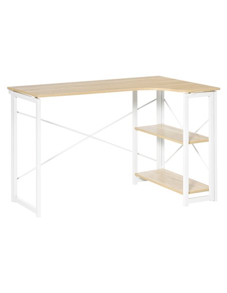 HOMCOM L-Shaped Folding Computer Study Desk, with 2 Shelves, Oak Tone - pic 20402 | FastDaddyshop