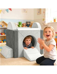 AIYAPLAY Kids Play Sofa, 12 Pieces Foam Modular Soft Play Set for Playroom, Children Convertible Sofa for Boys and Girls, Grey 2