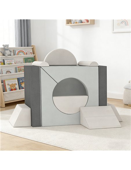 AIYAPLAY Kids Play Sofa, 12 Pieces Foam Modular Soft Play Set for Playroom, Children Convertible Sofa for Boys and Girls, Grey - pic 204029 | FastDaddyshop