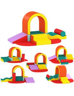 AIYAPLAY Kids Soft Play Set, 10PCs PU Leather Foam Climbing Blocks for Climb and Crawl, Educational Toys for Motor Development