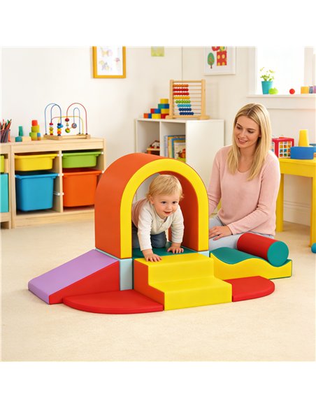 AIYAPLAY Kids Soft Play Set, 10PCs PU Leather Foam Climbing Blocks for Climb and Crawl, Educational Toys for Motor Development - pic 204031 | FastDaddyshop