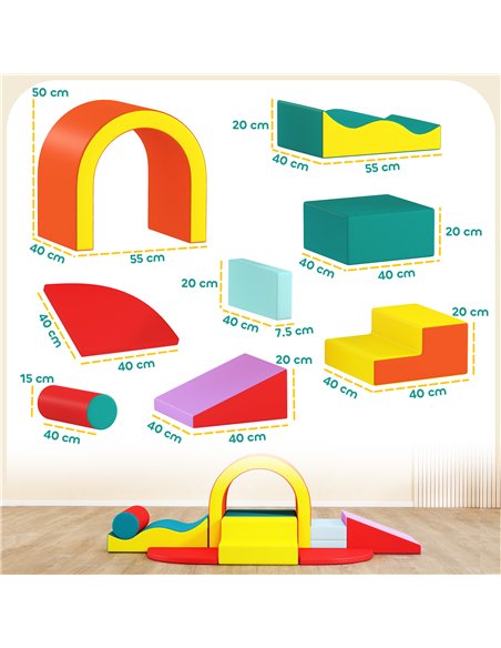 AIYAPLAY Kids Soft Play Set, 10PCs PU Leather Foam Climbing Blocks for Climb and Crawl, Educational Toys for Motor Development - pic 204032 | FastDaddyshop