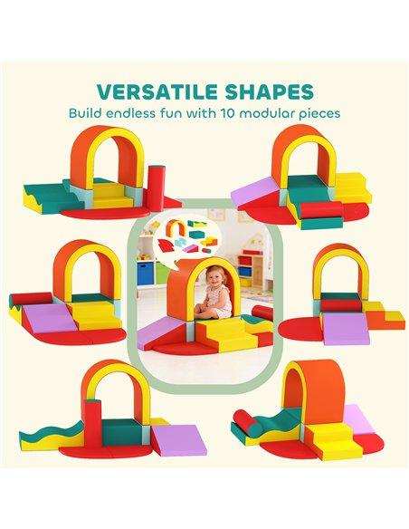 AIYAPLAY Kids Soft Play Set, 10PCs PU Leather Foam Climbing Blocks for Climb and Crawl, Educational Toys for Motor Development - pic 204033 | FastDaddyshop