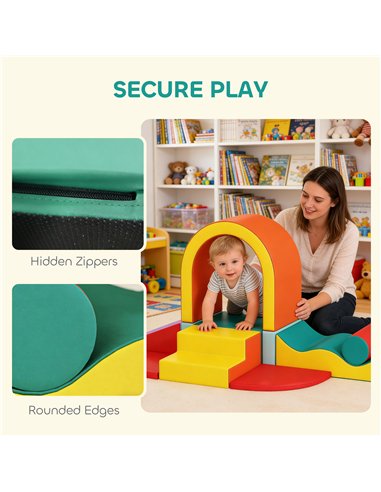 AIYAPLAY Kids Soft Play Set, 10PCs PU Leather Foam Climbing Blocks for Climb and Crawl, Educational Toys for Motor Development