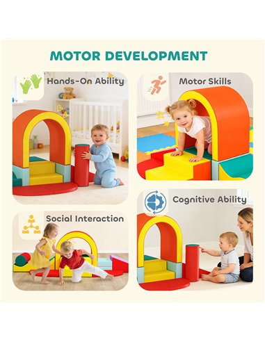 AIYAPLAY Kids Soft Play Set, 10PCs PU Leather Foam Climbing Blocks for Climb and Crawl, Educational Toys for Motor Development