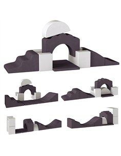 AIYAPLAY 7 Piece Kids Soft Play Set with Detachable Cover, Baby Indoor Climb and Crawl Foam Toys for Toddlers, Brown