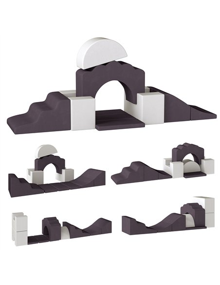 AIYAPLAY 7 Piece Kids Soft Play Set with Detachable Cover, Baby Indoor Climb and Crawl Foam Toys for Toddlers, Brown - pic 204039 | FastDaddyshop