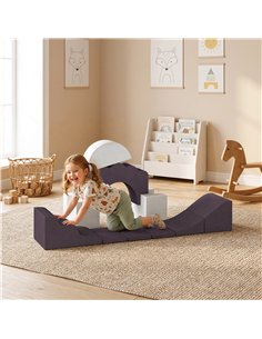 AIYAPLAY 7 Piece Kids Soft Play Set with Detachable Cover, Baby Indoor Climb and Crawl Foam Toys for Toddlers, Brown 2
