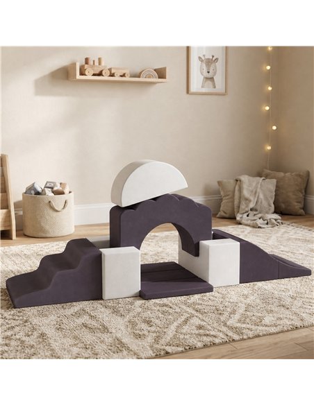 AIYAPLAY 7 Piece Kids Soft Play Set with Detachable Cover, Baby Indoor Climb and Crawl Foam Toys for Toddlers, Brown - pic 204047 | FastDaddyshop