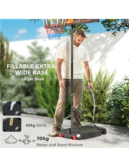 AIYAPLAY Basketball Hoop Outdoor Indoor, 210-260cm Height Adjustable Basketball Hoop with Wheels, Larger Base, for 6+ Years, Red - pic 204052 | FastDaddyshop