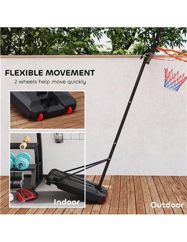 AIYAPLAY Basketball Hoop Outdoor Indoor, 210-260cm Height Adjustable Basketball Hoop with Wheels, Larger Base, for 6+ Years, Red