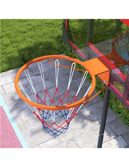 AIYAPLAY Basketball Hoop Outdoor Indoor, 210-260cm Height Adjustable Basketball Hoop with Wheels, Larger Base, for 6+ Years, Red - pic 204056 | FastDaddyshop