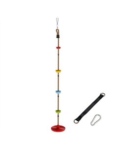 AIYAPLAY Climbing Rope, Kids Tree Swing Kit with Platforms and Disc Swings Seat, Obstacle Course Kids for Garden, Red
