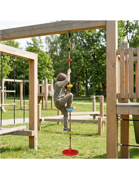 AIYAPLAY Climbing Rope, Kids Tree Swing Kit with Platforms and Disc Swings Seat, Obstacle Course Kids for Garden, Red - pic 204058 | FastDaddyshop