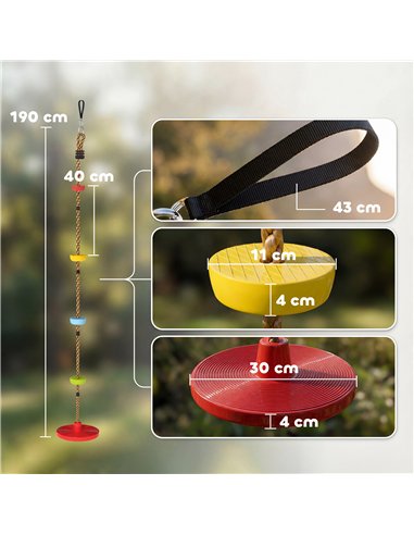 AIYAPLAY Climbing Rope, Kids Tree Swing Kit with Platforms and Disc Swings Seat, Obstacle Course Kids for Garden, Red