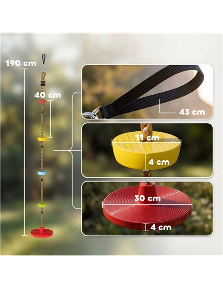 AIYAPLAY Climbing Rope, Kids Tree Swing Kit with Platforms and Disc Swings Seat, Obstacle Course Kids for Garden, Red - pic 204059 | FastDaddyshop