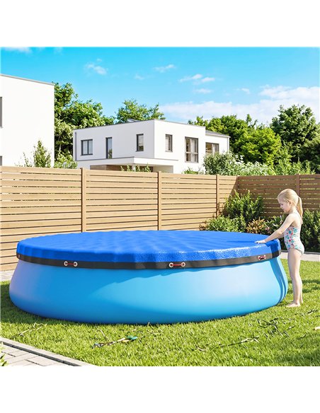 Outsunny Round Pool Cover, 10 ft Waterproof Swimming Pool Cover with Secure Rope, Tightener for Above Ground Pools, Blue - pic 204068 | FastDaddyshop