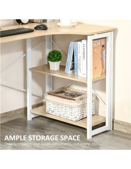 HOMCOM L-Shaped Folding Computer Study Desk, with 2 Shelves, Oak Tone - pic 20407 | FastDaddyshop