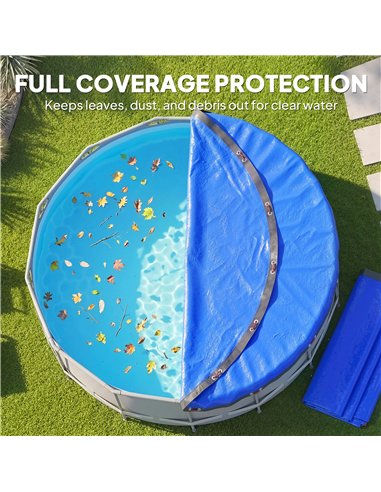 Outsunny Round Pool Cover, 10 ft Waterproof Swimming Pool Cover with Secure Rope, Tightener for Above Ground Pools, Blue