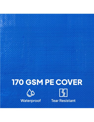 Outsunny Round Pool Cover, 10 ft Waterproof Swimming Pool Cover with Secure Rope, Tightener for Above Ground Pools, Blue