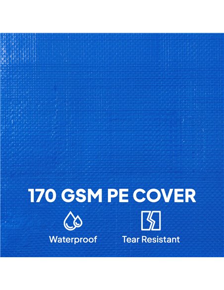 Outsunny Round Pool Cover, 10 ft Waterproof Swimming Pool Cover with Secure Rope, Tightener for Above Ground Pools, Blue - pic 204071 | FastDaddyshop