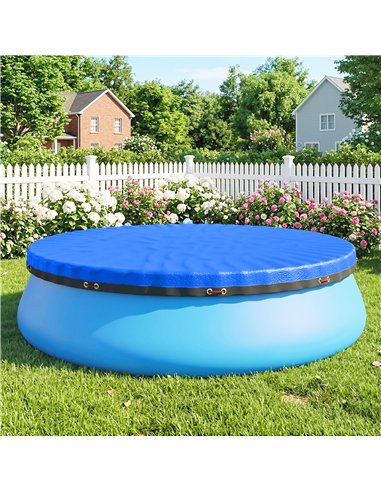 Outsunny Round Pool Cover, 10 ft Waterproof Swimming Pool Cover with Secure Rope, Tightener for Above Ground Pools, Blue