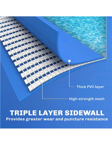 Outsunny Metal Frame Swimming Pool, Rectangular Above Ground Frame Pool with Repair Patch, 229 x 160 x 43 cm, Blue