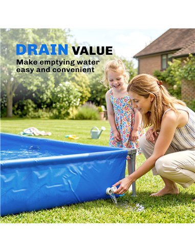 Outsunny Metal Frame Swimming Pool, Rectangular Above Ground Frame Pool with Repair Patch, 229 x 160 x 43 cm, Blue