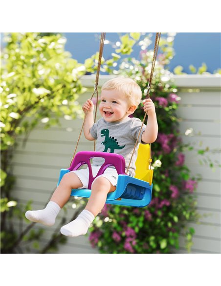 Outsunny 3 in 1 Detachable Kids Swing Seat with Seatbelt, Adjustable Rope for Indoor, Outdoor, Light Blue - pic 204085 | FastDaddyshop