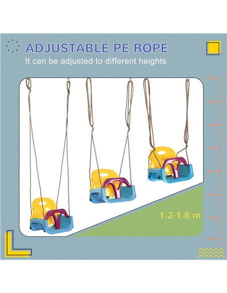 Outsunny 3 in 1 Detachable Kids Swing Seat with Seatbelt, Adjustable Rope for Indoor, Outdoor, Light Blue - pic 204088 | FastDaddyshop