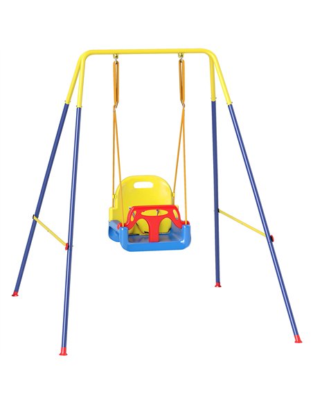AIYAPLAY 3 in 1 Toddler Swing Set, Folding Child Swing Set with Seat Belt, Adjustable Seat for Outdoor Indoor, Blue - pic 204093 | FastDaddyshop