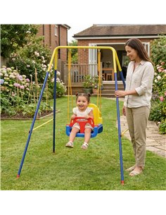 AIYAPLAY 3 in 1 Toddler Swing Set, Folding Child Swing Set with Seat Belt, Adjustable Seat for Outdoor Indoor, Blue 2