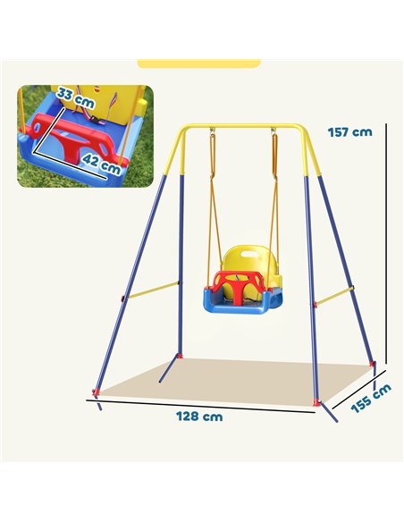 AIYAPLAY 3 in 1 Toddler Swing Set, Folding Child Swing Set with Seat Belt, Adjustable Seat for Outdoor Indoor, Blue - pic 204095 | FastDaddyshop