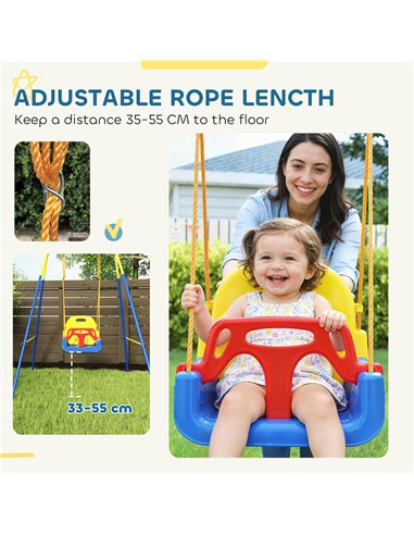 AIYAPLAY 3 in 1 Toddler Swing Set, Folding Child Swing Set with Seat Belt, Adjustable Seat for Outdoor Indoor, Blue