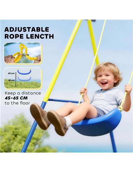 AIYAPLAY 4-in-1 Kids Swing Set with Saucer Swing, Basketball Hoop and Football Goal, Outdoor Playground Playset for Garden - pic 204107 | FastDaddyshop