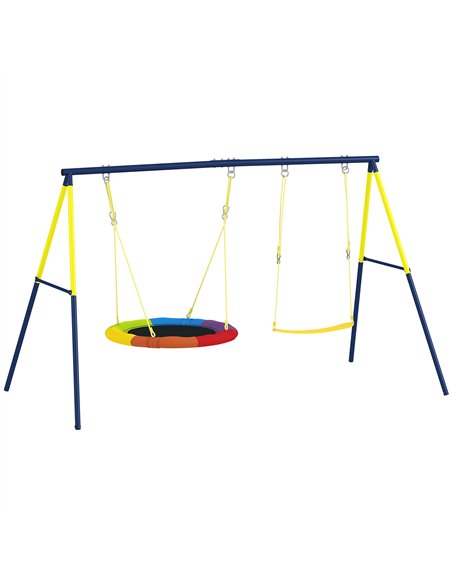 AIYAPLAY Kids Swing Set with Double Swings, Outdoor Playset with Adjustable Ropes, Metal Frame for Ages 3-8, 150kg Capacity - pic 204111 | FastDaddyshop