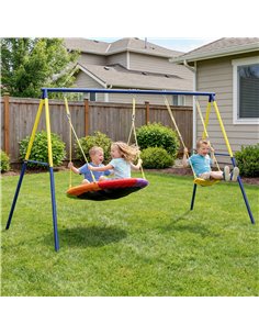 AIYAPLAY Kids Swing Set with Double Swings, Outdoor Playset with Adjustable Ropes, Metal Frame for Ages 3-8, 150kg Capacity 2