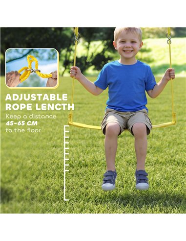 AIYAPLAY Kids Swing Set with Double Swings, Outdoor Playset with Adjustable Ropes, Metal Frame for Ages 3-8, 150kg Capacity